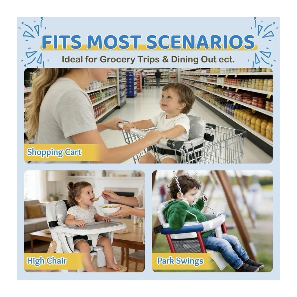 Portable Baby Shopping Cart Seat High Chair Cover For Outdoor Hygiene And Safety - Picture 10 of 12